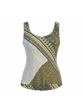 Nic + Zoe Womens Size PL Sleeveless V-Neck Tank Top Multicolor Geometric Pattern